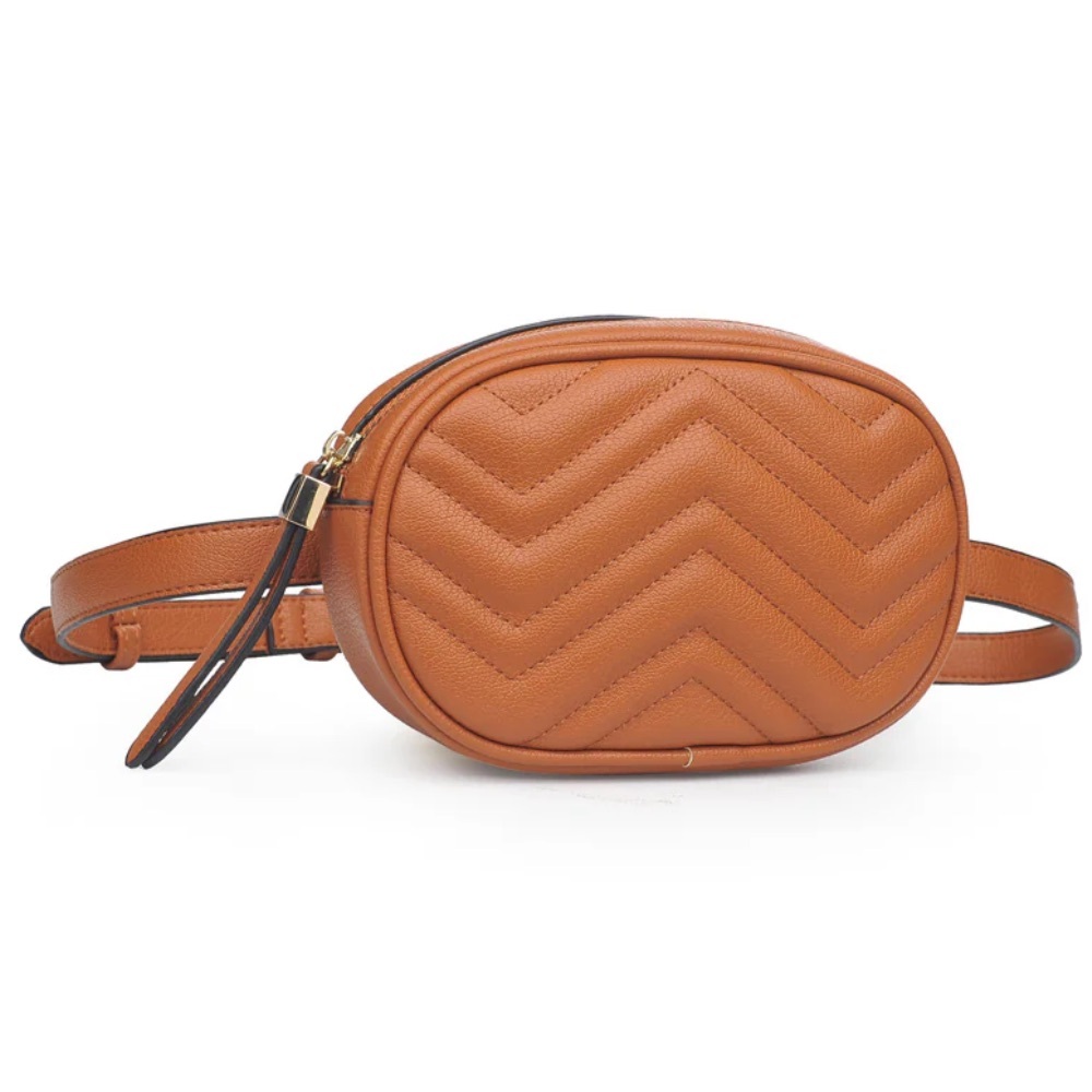 Urban Expressions Tan Belt Bag Chevron Quilted NWT